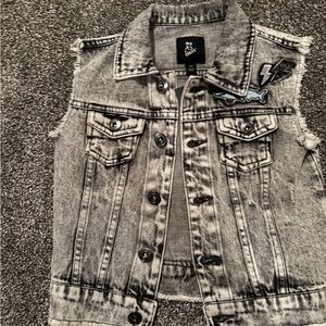 Art Class Black Button Gray Denim Jacket